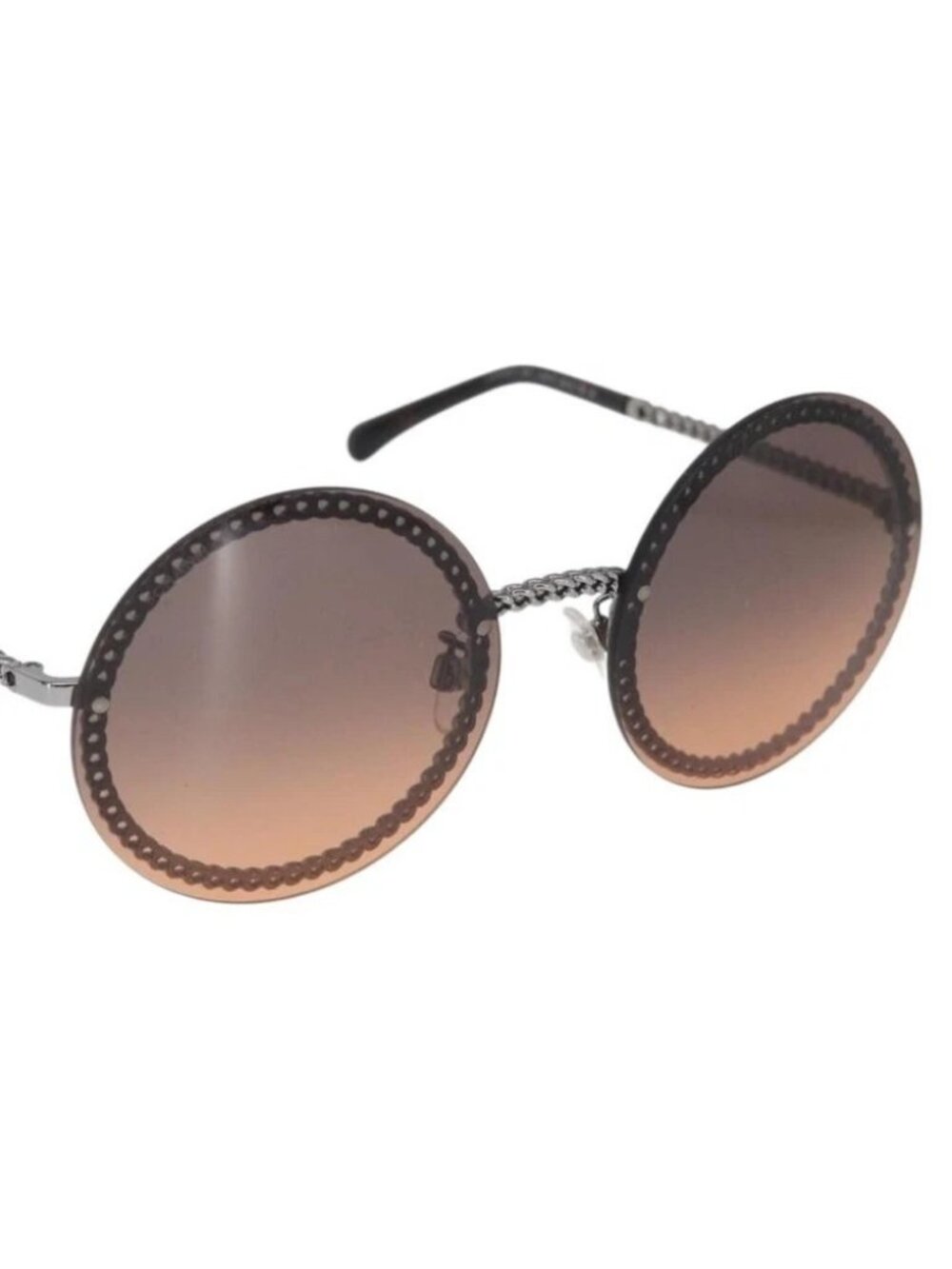 CHANEL Chain Sunglasses metal Brown CC Auth 165927SM